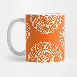 Mandala Pattern Orange and White Halloween Fall Autumn Season Mug